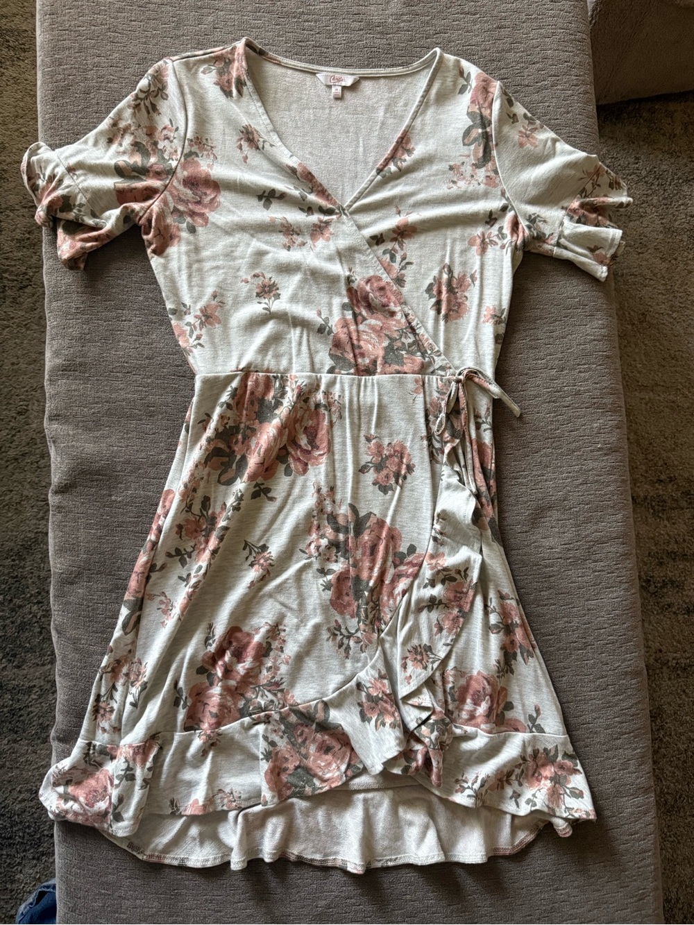 Candies Floral Wrap Dress with Dusty Rose Blooms